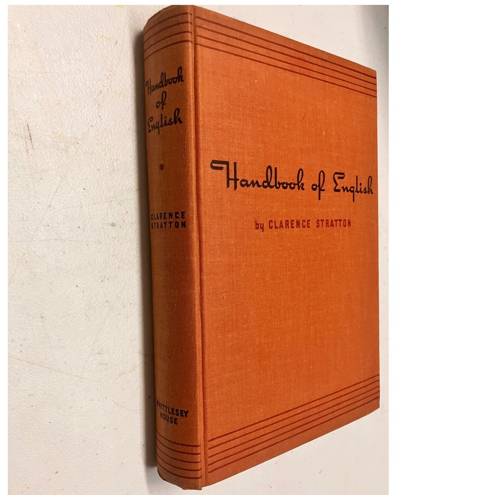 Vintage 1940 Handbook of English Clarence Stratton Whittlesey Orange Hardcover